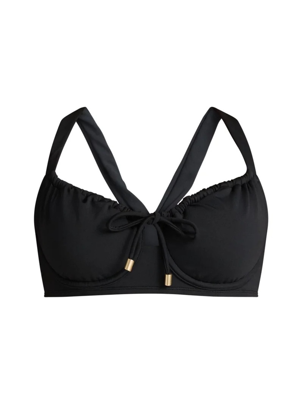 Black Underwire
  Tie-Front Bralette Swim Top
